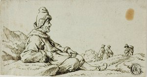 Mand hviler i landskab af David Teniers the Younger