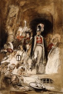 En undersøgelse for "Sir David Baird Discovering the Body of Tipu Sahib", 1838 af David Wilkie