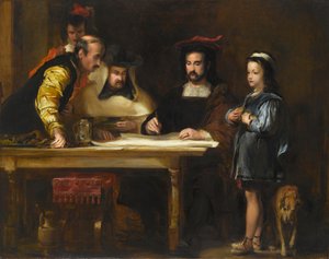 Christopher Columbus i klostret La Rábida forklarer sin påtænkte rejse, 1834 af David Wilkie