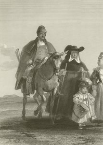 Gruppe af figurer på vej ind i Madrid af David Wilkie