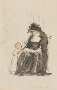 Nonne læser for et barn, 1835. af David Wilkie