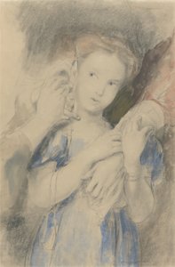 Studie til The First Ear Ring (wc, grafit og kridt på papir) af David Wilkie