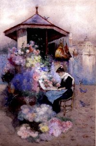 Blomstersælger på Riva, Venedig (akvarel på papir)