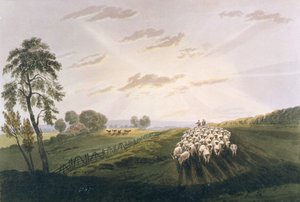 Afternoon, A View in Surrey, illustration fra A Treatise on Landscape Painting and Effect in Water Colours, 1841 (håndfarvet akvatint)