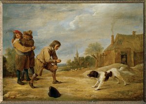 Bondedreng med hund af David the Younger Teniers