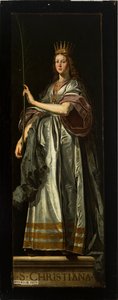 Sognekirke (Sognekirken Vor Frue). Interiør. maleri. triptisk. David Teniers den Ældre. Bagende. Christiana. af David Teniers the Younger