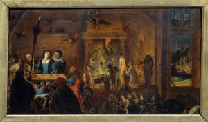 Sabbatsscene. Maleri af David II Teniers kaldet The Young (1610-1690) Ec. Flam. af David Teniers the Younger