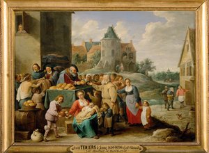De syv barmhjertighedsgerninger - at fodre de sultne ... af David the Younger Teniers