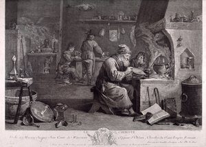 Alkymistens laboratorium (gravering) af David Teniers the Younger