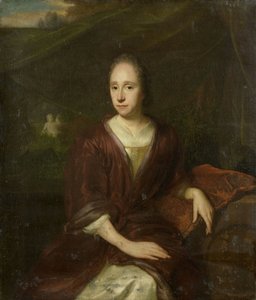 Portræt af Margaret Nelis (1652-17050, anden hustru til Casparus Commelin). af David van der Plas