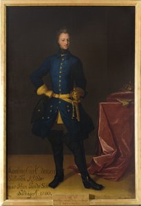 Charles XII, roi de Suede - Portræt af kong Karl XII af Sverige (1682-1718), af Krafft, David, von (1655-1724). Olie på lærred. Mål: 249x165 cm. Nationalmuseum Stockholm