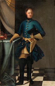 Portræt af kong Karl XII af Sverige (1682-1718) - Maleri af David von Krafft (1655-1724), olie på lærred, ca. 1716, 46,5x30,5 cm - Portræt af kong Karl XII af Sverige, Olie på lærred af David von Krafft - Privat Samling