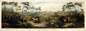 Rævejagt, plade 1, graveret af Thomas Sutherland (1785-1838) 1817 (farve litho)