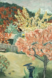 Backyard Fall, 2016 (akryl på lærred) af Deborah Eve Alastra