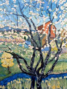 Cherry Blossom View, 2020 (akryl på lærred) af Deborah Eve Alastra