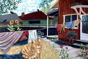 In This House, 2022 (akryl på lærred) af Deborah Eve Alastra