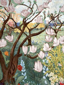 Magnolia Tree, 2019 (akryl på lærred) af Deborah Eve Alastra