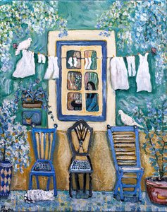 Old Window, 2024 (akryl på lærred) af Deborah Eve Alastra