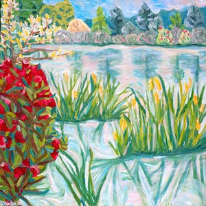 Red Rhodie, 2015 (akryl på lærred) af Deborah Eve Alastra