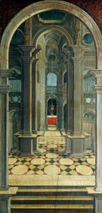 Perspektiv malet af Defendente Ferrari (1480 eller 1485-1540), på bagsiden af 1500-tallets kor, Saint Jerome Church, Biella, Italien af Defendente Ferrari