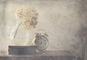 Tørrede blomster og et gammelt ur af Delphine Devos