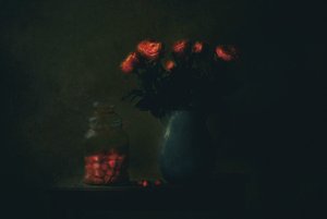 Stemningsfulde røde blomster