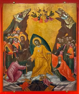 "Kristi nedstigning til helvede", ca. 1710 (tempera på træ) af Demetrios Phoskalis