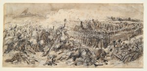 Battle Scene (Studie for The 2nd Light Cavalry, der modstår arabernes angreb) af Denis-Auguste-Marie Raffet