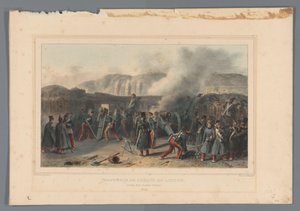Beschieting van de Citadel, 1832 Batteribrud i aktion (titel på objekt) Tegninger lavet af livet ved belejringen af ​​Citadellet i Antwerpen af ​​Raffet (serietitel på objekt)