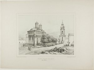 De tre helgeners kirke og tårn, Yassy, Modavia, 19. juli 1837 af Denis Auguste Marie Raffet