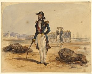 General med tropper i baggrunden af Denis Auguste Marie Raffet