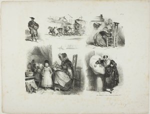 Ark med skitser af Denis Auguste Marie Raffet