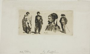 Ark med skitser af Denis Auguste Marie Raffet