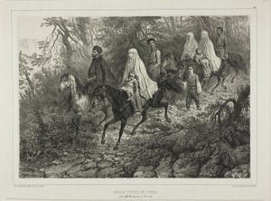 Rejsende tatarisk familie, nær Jalta, Krim, 15. august 1837 af Denis Auguste Marie Raffet