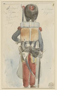 Uniformstudie Line sapper. Let infanteri 1827 (titel på objekt) af Denis Auguste Marie Raffet