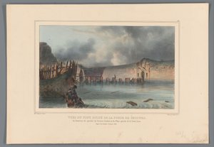 Vernielde brug, 1832 Udsigt over den ødelagte bro af Rescue Gate, den venstre genindtræden af ​​Bastion Pacioto og den venstre flanke af halvmånen (titel på objektet) Tegninger lavet af livet ved belejringen af ​​Citadellet i Antwerpen af ​​Raffet (serieti af Denis Auguste Marie Raffet