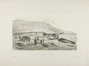 Udsigt over landsbyen og bugten i Jalta, Krim, 15. august 1837 af Denis Auguste Marie Raffet