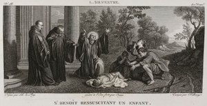 Denis-Sébastien Leroy, Antoine-Claude-François Villerey et Coiny - Saint Benoît genopliver et barn, efter Louis de Silvestre - 1802-1815 af Denis Sebastien Leroy