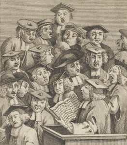 Forskere ved et foredrag, ca. 1800.