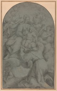 Den hellige Frans af Assisi tilbeder jomfruen og barnet