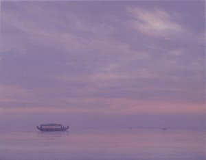 Fiskerbåd på Vembanad-søen, Kerala af Derek Hare
