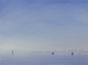 Mumbai Harbor (olie på lærred) af Derek Hare