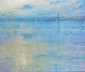 Stockholm Skyline, Riddarfjärden, 2016 (Olie på lærred) af Derek Hare