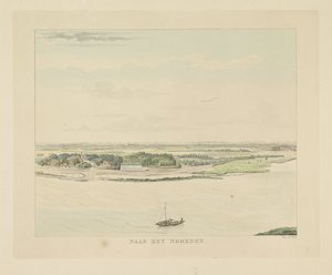 Udsigt over Waal nord for Nijmegen Mod nord (titel på objekt) Seværdigheder omkring byen Nijmegen (serietitel) Geldersch panorama eller rund udsigt over livet tegnet på belvedere i Nymegen (serietitel)