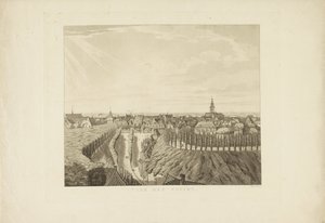 Nijmegen, udsigt fra Belvédère mod vest Mod vest (titel på objekt) Seværdigheder omkring byen Nijmegen (serietitel) Geldersch panorama eller rund udsigt over livet tegnet på belvedere i Nymegen (serietitel)