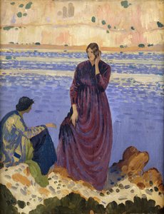 To kvinder på klipperne ved havet,