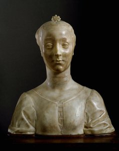 Buste af ung dame Marmorskulptur af Desiderio da Settignano (ca.1430-1464) Dim. 146 cm Firenze, Bargello Nationalmuseum
