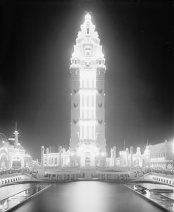 Drømmeland om natten, Coney Island, New York City, ca. 1905 (s/h-billede) af Detroit Publishing Co.