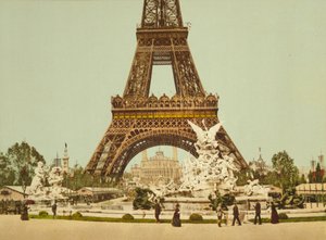 Eiffeltårnet og springvandet, Exposition Universelle, Paris, Frankrig, ca. 1900
