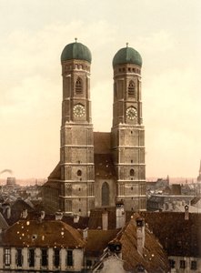 Frauenkirche, München, Bayern, Tyskland, fotokromtryk, ca. 1900 af Detroit Publishing Co.